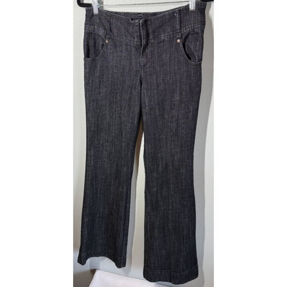 Boom Boom Trouser Jeans Wide Leg Juniors 13 Mid Rise Straight Leg Dark Wash - Picture 1 of 11